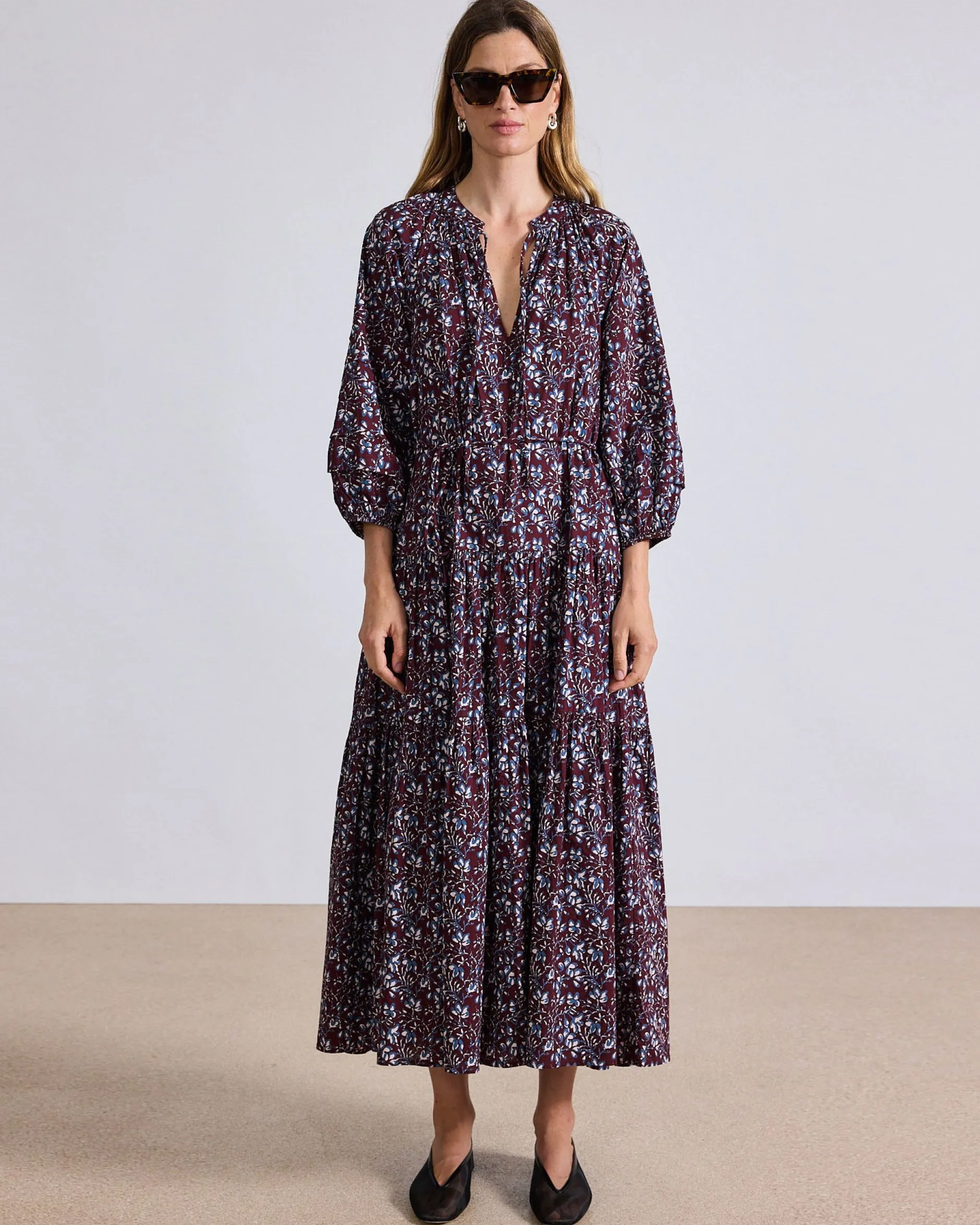 apiece_apart_luminile_tie_0-1.webp Dresses | Apiece Apart Luminile Tier Maxi Mira Floral Wine Tasting