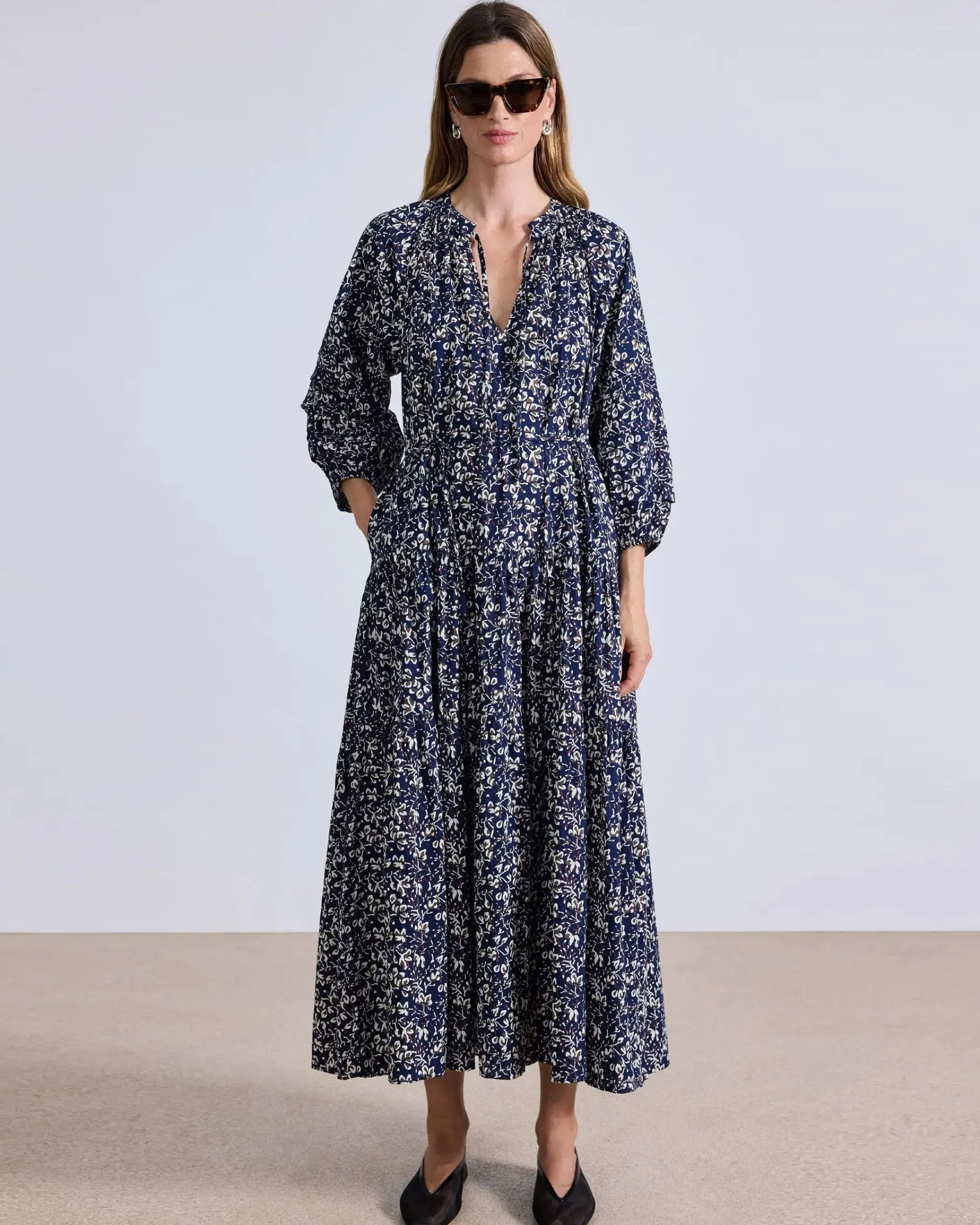 apiece_apart_luminile_tie_0.webp Dresses | Apiece Apart Luminile Tier Maxi Mira Floral Navy