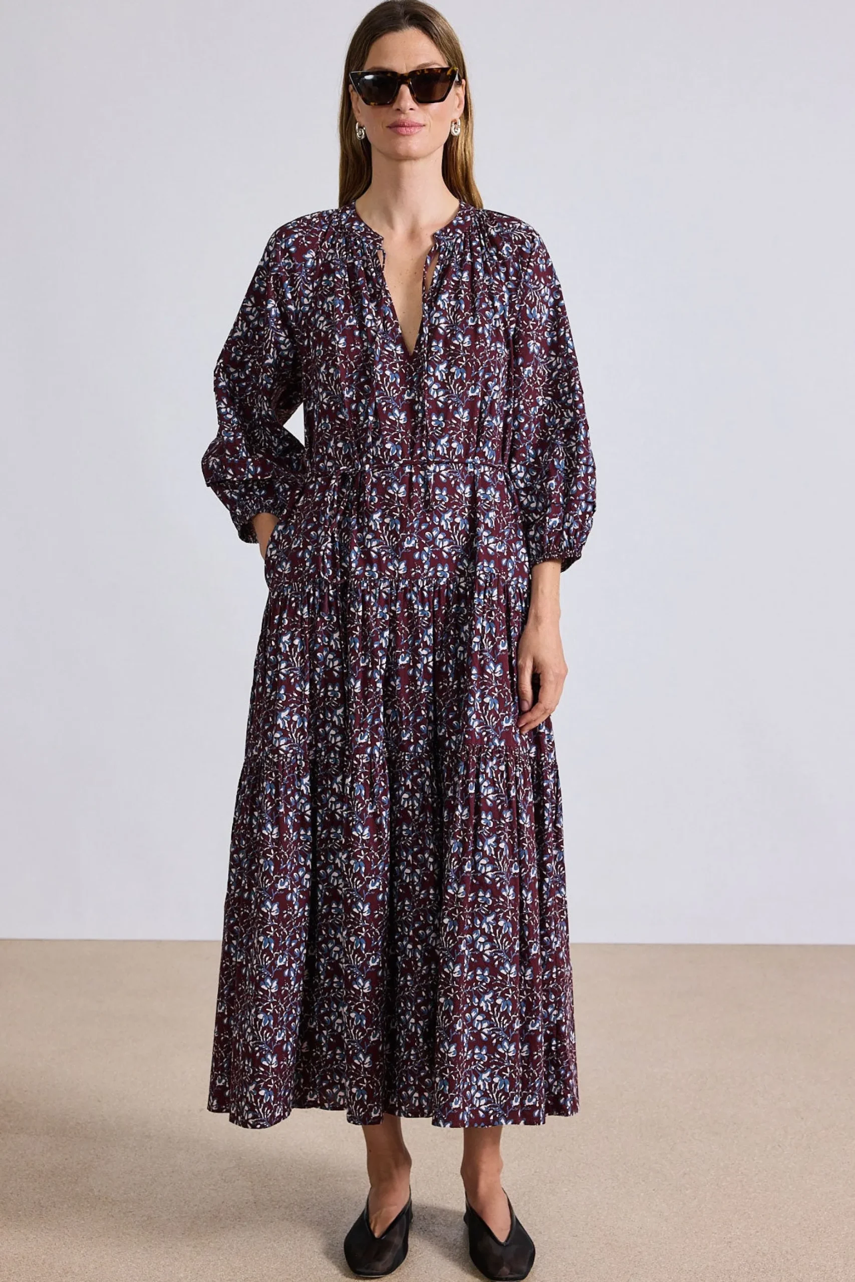 apiece_apart_luminile_tie_1-1.webp Dresses | Apiece Apart Luminile Tier Maxi Mira Floral Wine Tasting