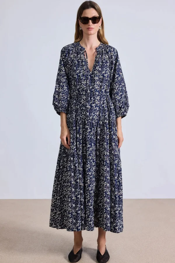 Dresses | Apiece Apart Luminile Tier Maxi Mira Floral Navy