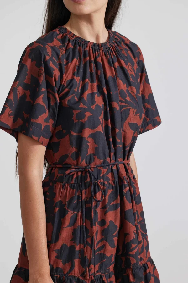 Dresses | Apiece Apart Saara Tiered Mini Dress Deep Botanic