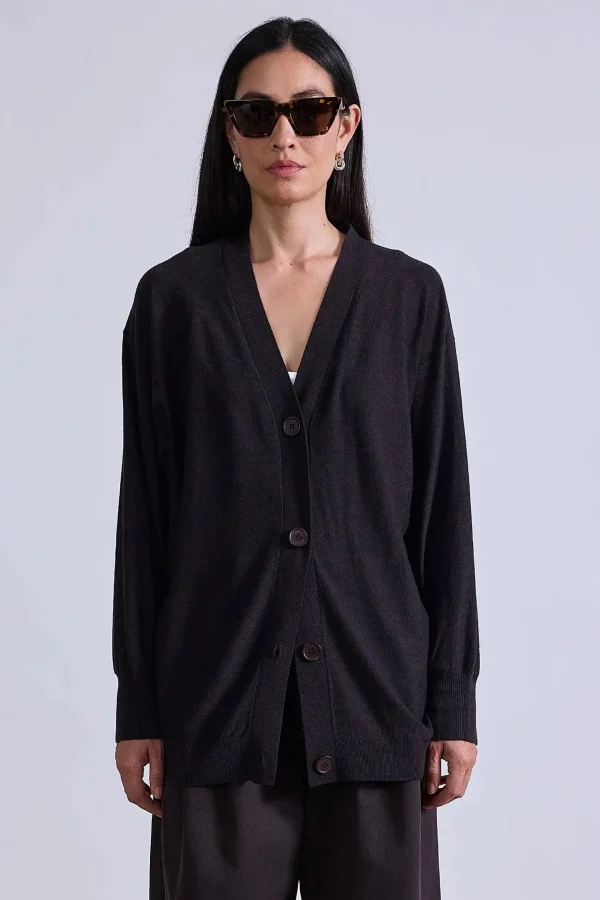 Sweaters | Apiece Apart Tissue Weight Cardigan Deep Espresso