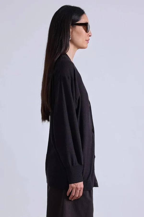 Sweaters | Apiece Apart Tissue Weight Cardigan Deep Espresso