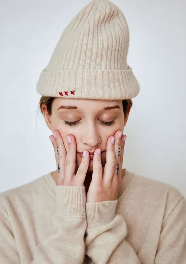 Hats | Brazeau Tricot Cashmere Knit Cap Tea Dip
