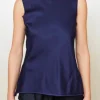 Shirts + Tops | Brazeau Tricot Ribbon Tank Cut Tee Sapphire
