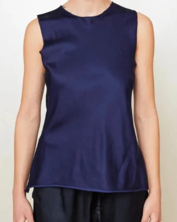Shirts + Tops | Brazeau Tricot Ribbon Tank Cut Tee Sapphire