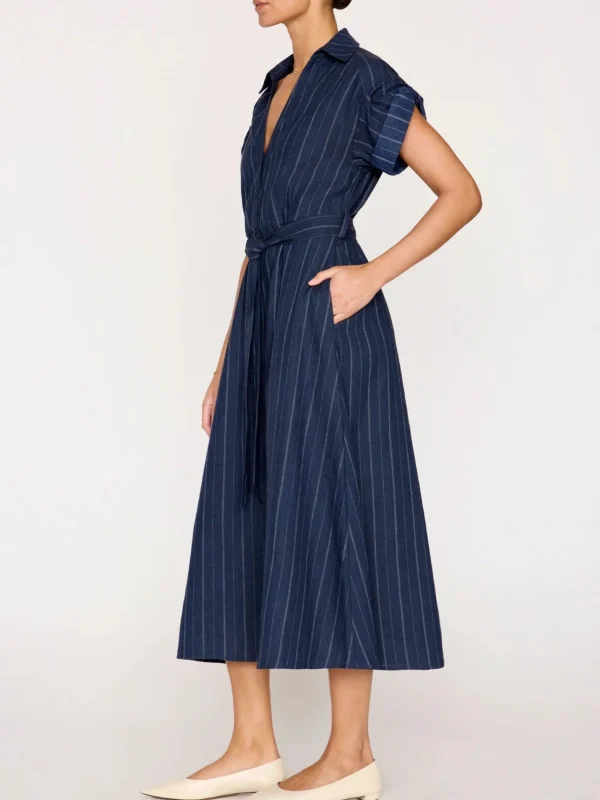 Dresses | Brochu Walker Fia Belted Navy Pinstripe Dress