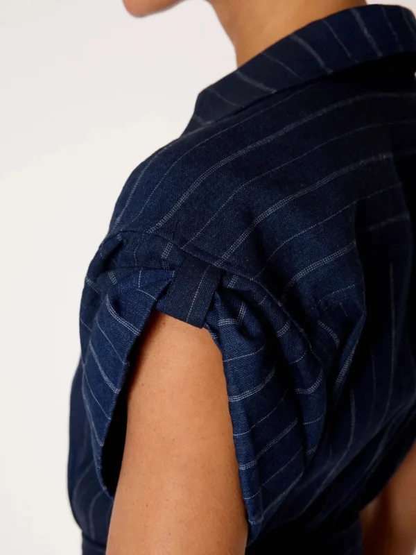 Dresses | Brochu Walker Fia Belted Navy Pinstripe Dress