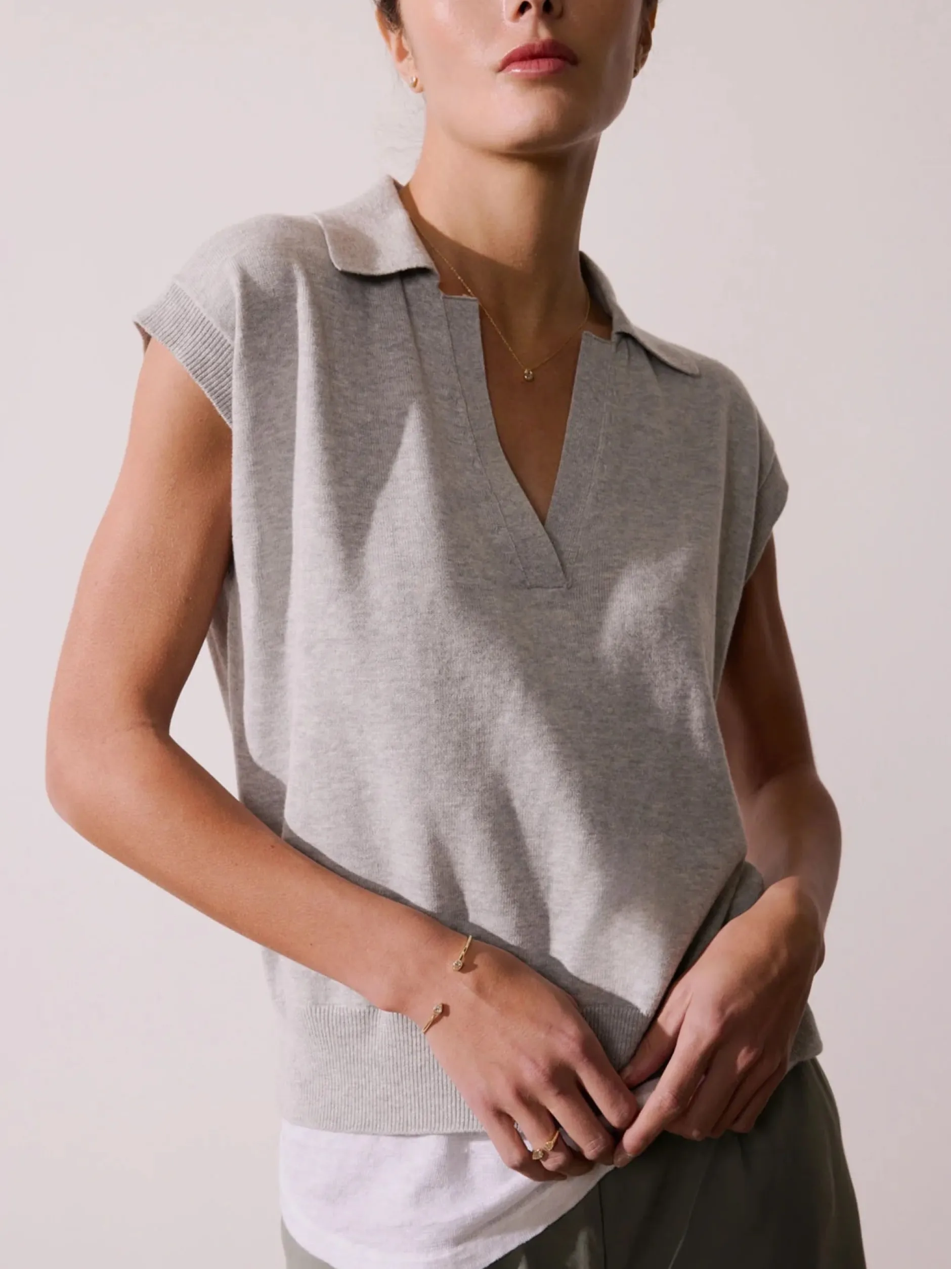brochu_walker_jaia_polo_l_4.webp Shirts + Tops | Brochu Walker Jaia Polo Looker Grey Melange