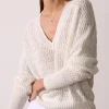 Sweaters | Brochu Walker Leia Open Stitch Vee Sweater Peal White