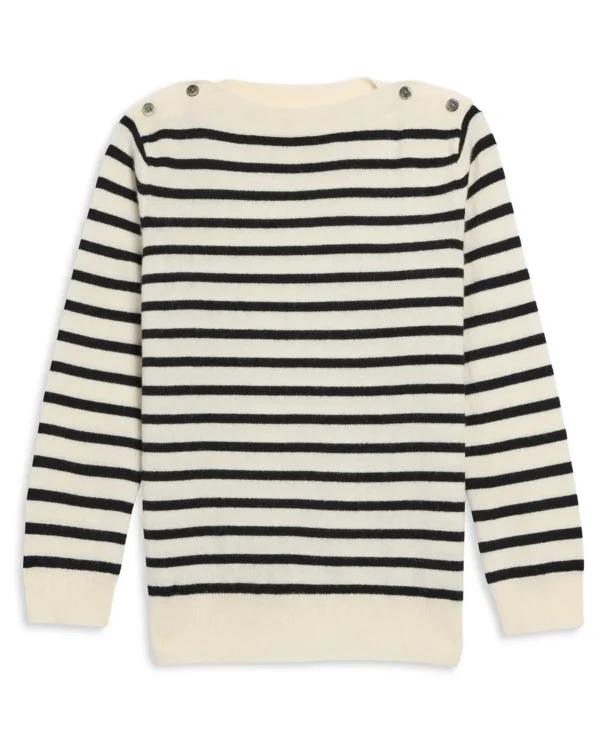 Sweaters | Demylee Jamie Stripe Cashmere Sweater Ivory + Black