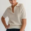 Sweaters | Shirts + Tops | Demylee Skylar Polo Cashmere Top Ivory