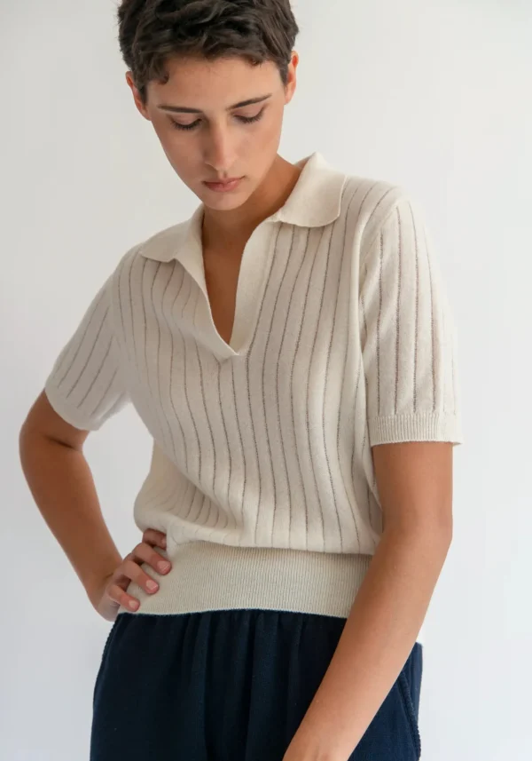 Sweaters | Shirts + Tops | Demylee Skylar Polo Cashmere Top Navy