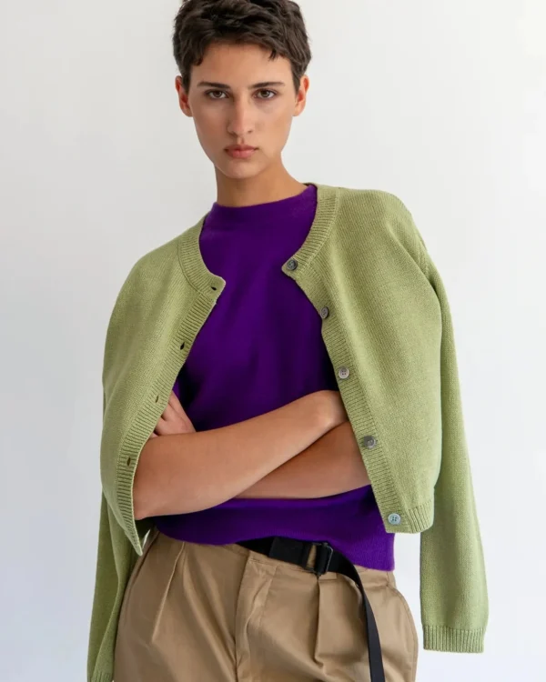 Sweaters | Demylee Yvonne Cotton Cardigan Celadon