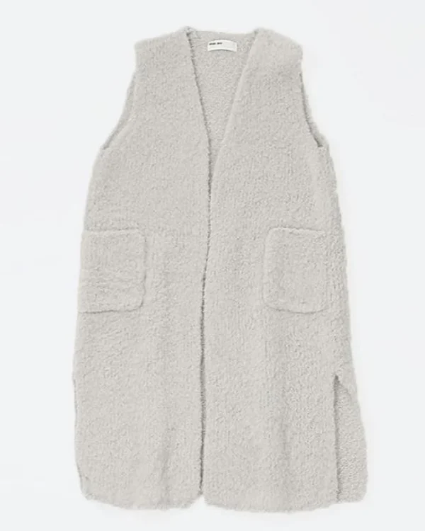 Sweaters | Evam Eva Boa Long Vest Antique White