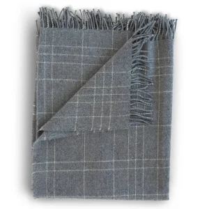 Throws | Evangeline 100% Merino Lambswool Throw Check Graphite