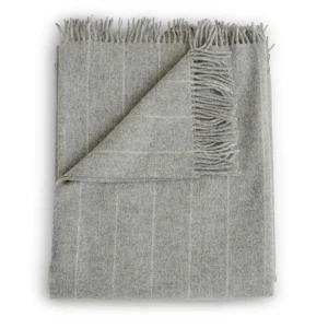 Throws | Evangeline 100% Merino Lambswool Throw Pinstripe Fog