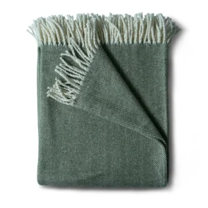 Throws | Evangeline Cotton Herringbone Throw Fern