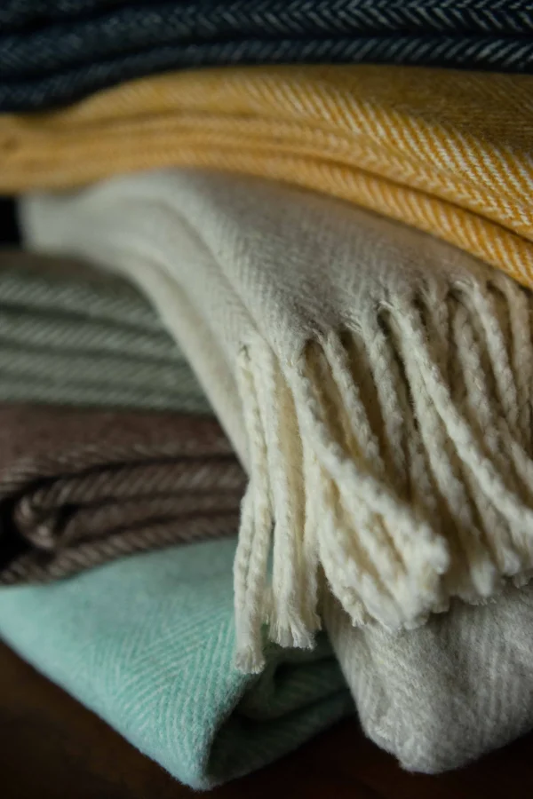 Throws | Evangeline Cotton Herringbone Throw Deep Blue