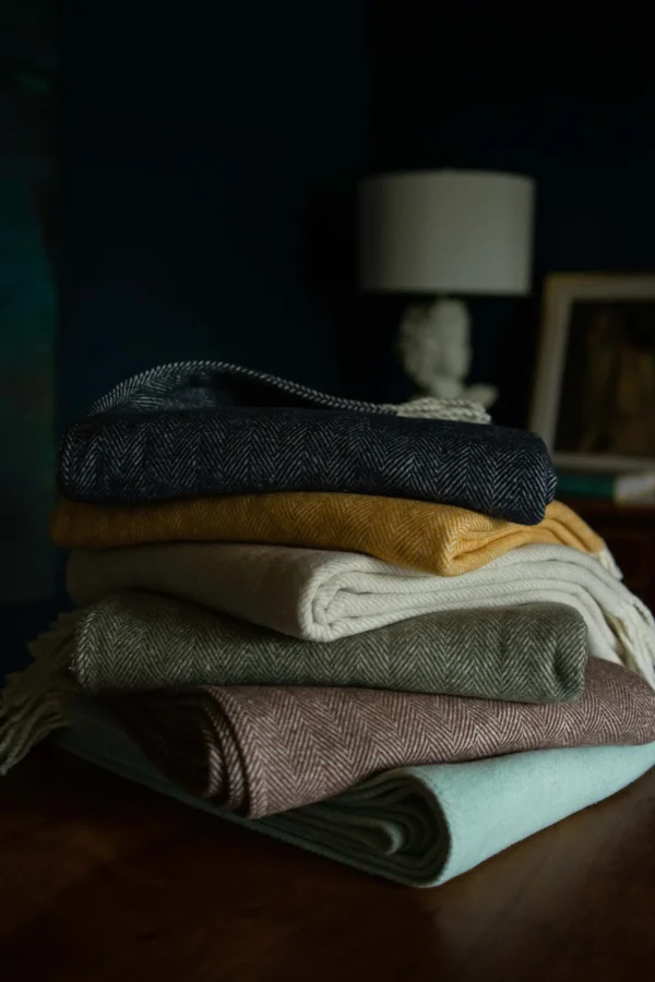 Throws | Evangeline Cotton Herringbone Throw Oyster