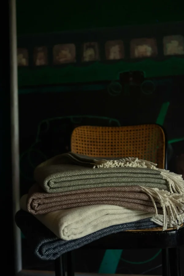 Throws | Evangeline Cotton Herringbone Throw Oyster