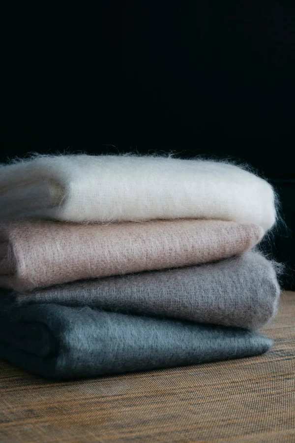 Throws | Evangeline Linens Mohair Throw Pearl