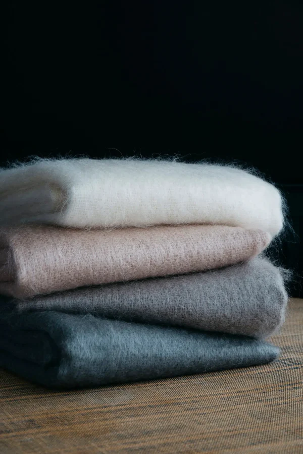 Throws | Evangeline Mohair Throws Pearl