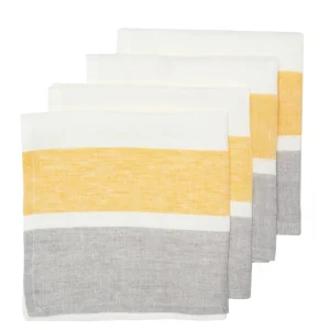 Linens | Tabletop | Thistle Hill Grey & Dijon Bold Stripe Linen Napkins Set of 4