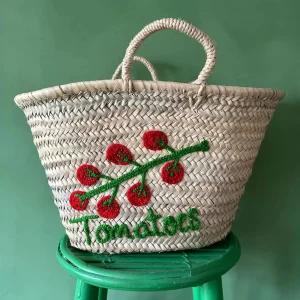 Bags | Thistle Hill Hand Embroidered Market Basket Tomato