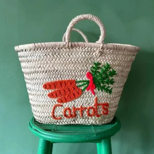 Bags | Thistle Hill Hand Embroidered Market Basket Carrots