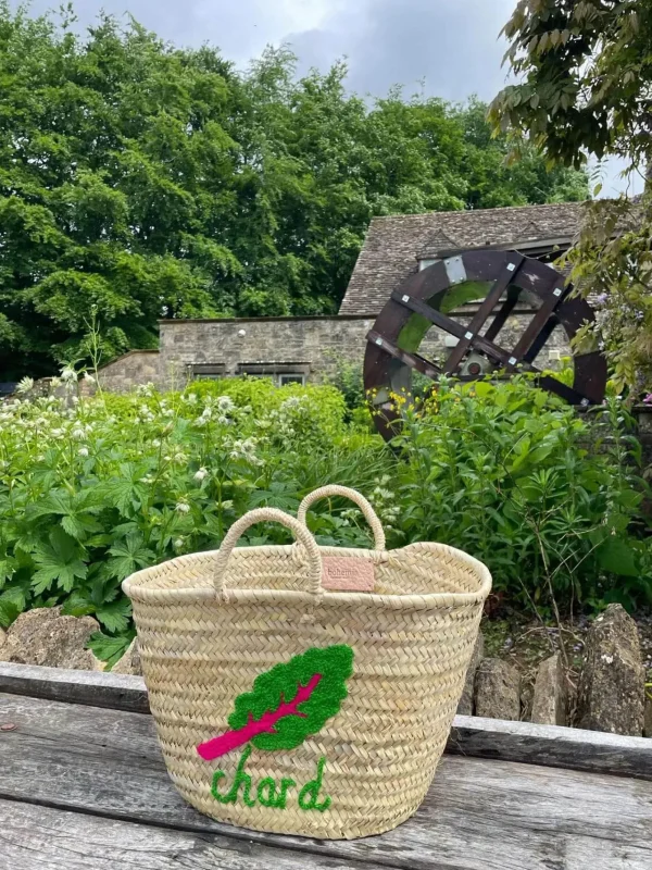 Bags | Thistle Hill Hand Embroidered Market Basket Chard
