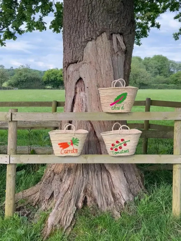 Bags | Thistle Hill Hand Embroidered Market Basket Tomato