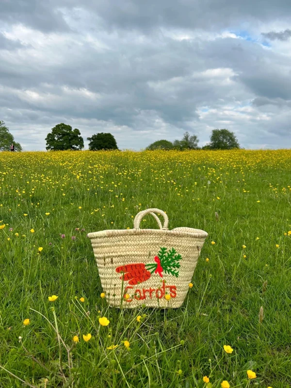 Bags | Thistle Hill Hand Embroidered Market Basket Carrots