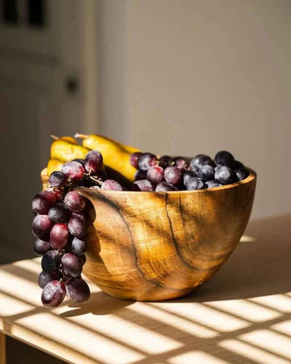 Home Decor | Pillows | Thistle Hill Hand-Carved Tall Walnut Wood Bowl