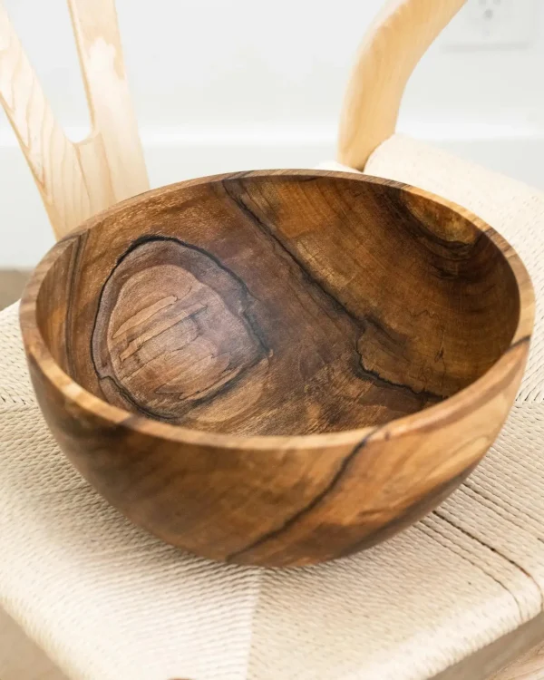 Home Decor | Pillows | Thistle Hill Hand-Carved Tall Walnut Wood Bowl