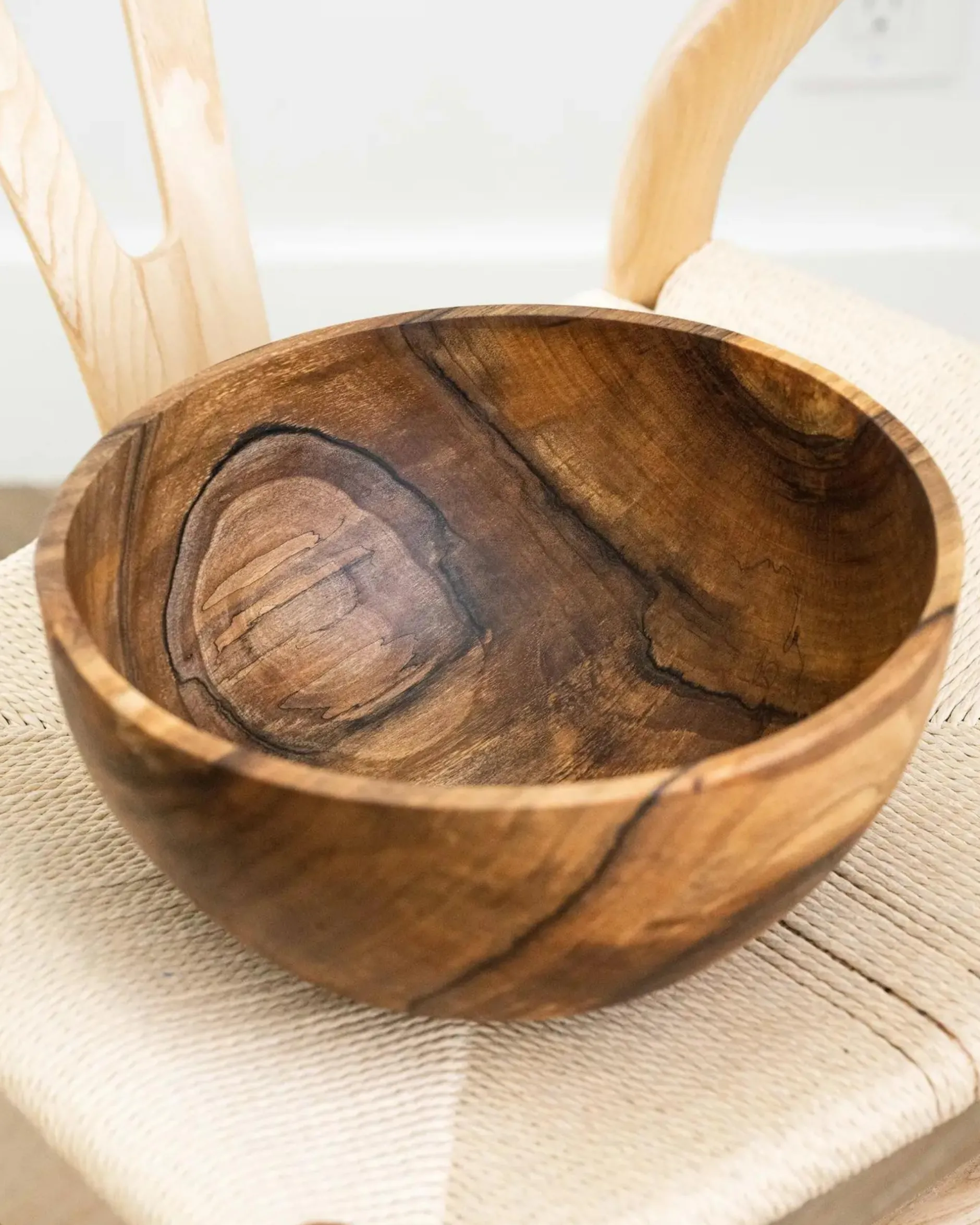 handcarved_tall_walnut_wo_2.webp Home Decor | Pillows | Thistle Hill Hand-Carved Tall Walnut Wood Bowl