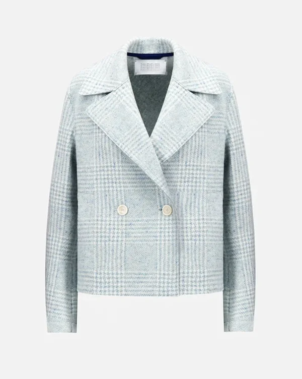 Outerwear | Harris Wharf London Cropped Peacoat Wool & Silk P.o.W. Azure