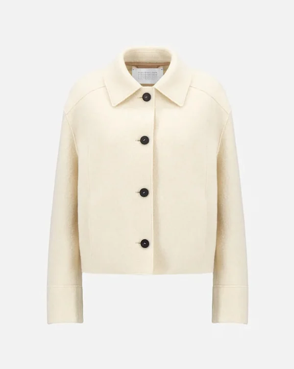 Outerwear | Harris Wharf London Cropped Coach Jacket Boiled Wool Natural Off White