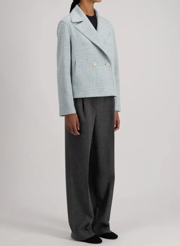Outerwear | Harris Wharf London Cropped Peacoat Wool & Silk P.o.W. Azure