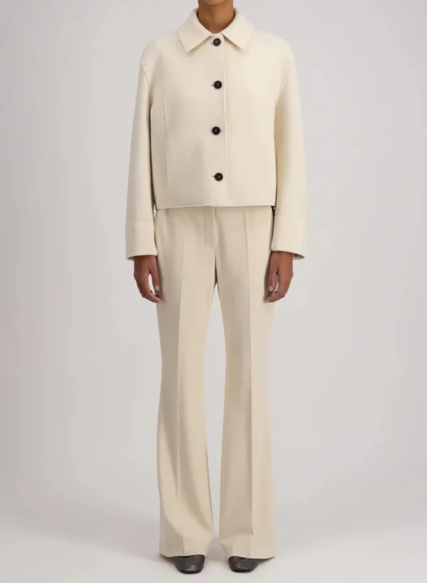 Outerwear | Harris Wharf London Cropped Coach Jacket Boiled Wool Natural Off White