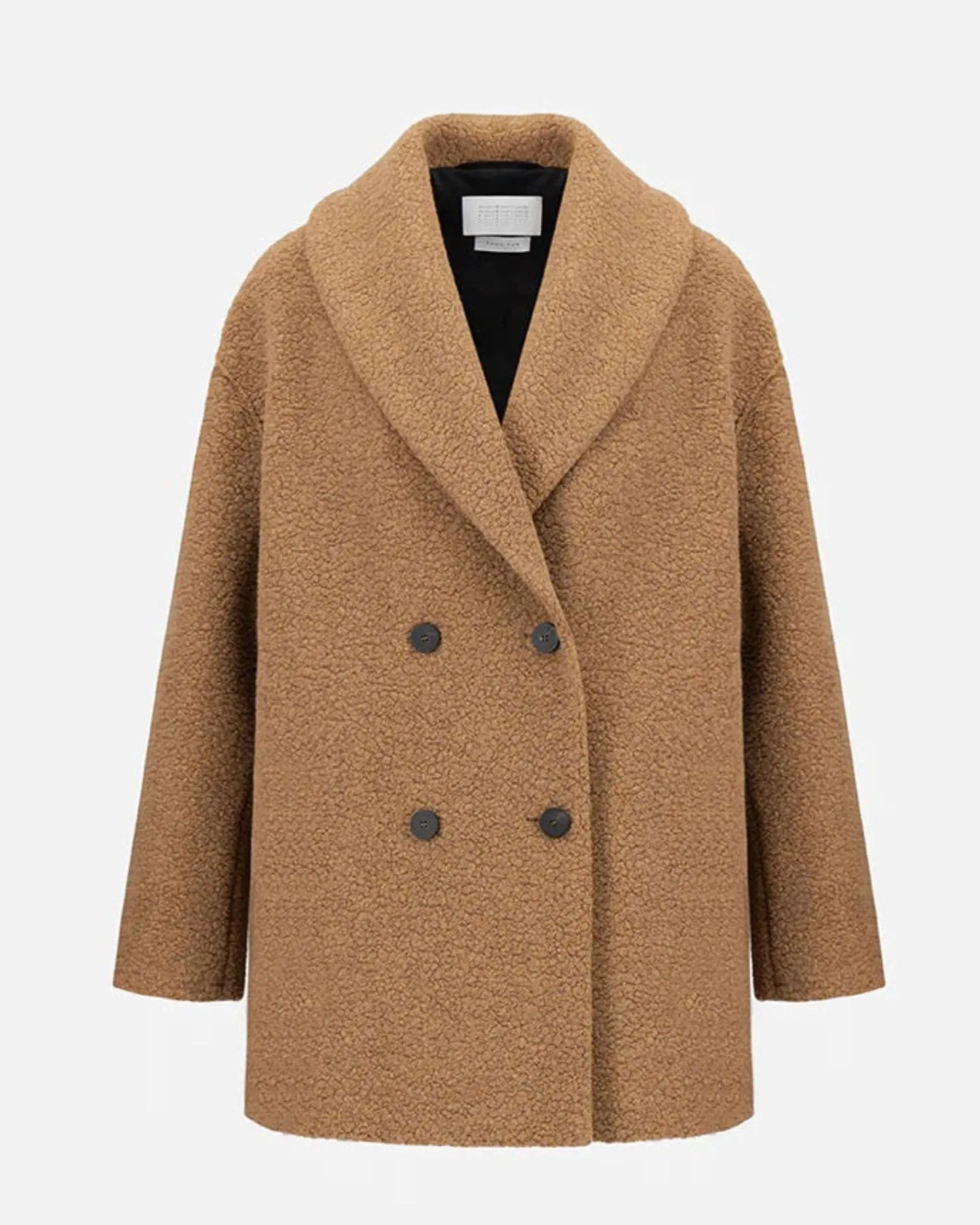 harris_wharf_london_shawl_0.webp Outerwear | Harris Wharf London Shawl Collar D. B. Jacket Boucle Teddy Brown