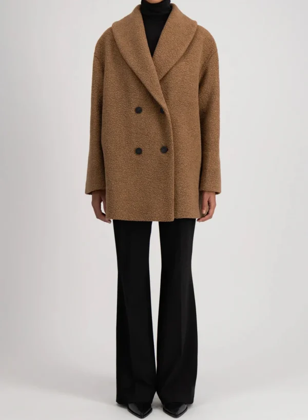 Outerwear | Harris Wharf London Shawl Collar D. B. Jacket Boucle Teddy Brown