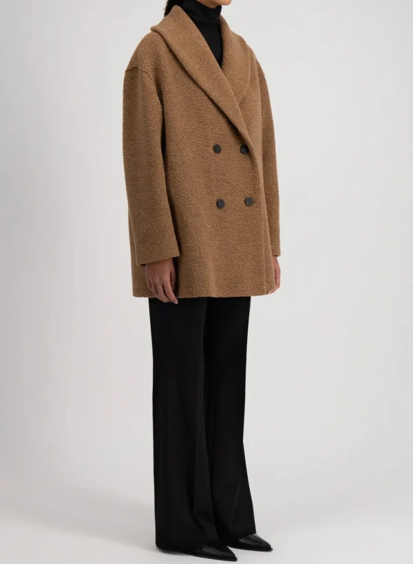 Outerwear | Harris Wharf London Shawl Collar D. B. Jacket Boucle Teddy Brown