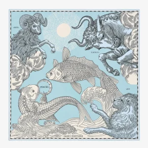 Scarves | Inoui Editions Square 65 Astro Pisces Blue