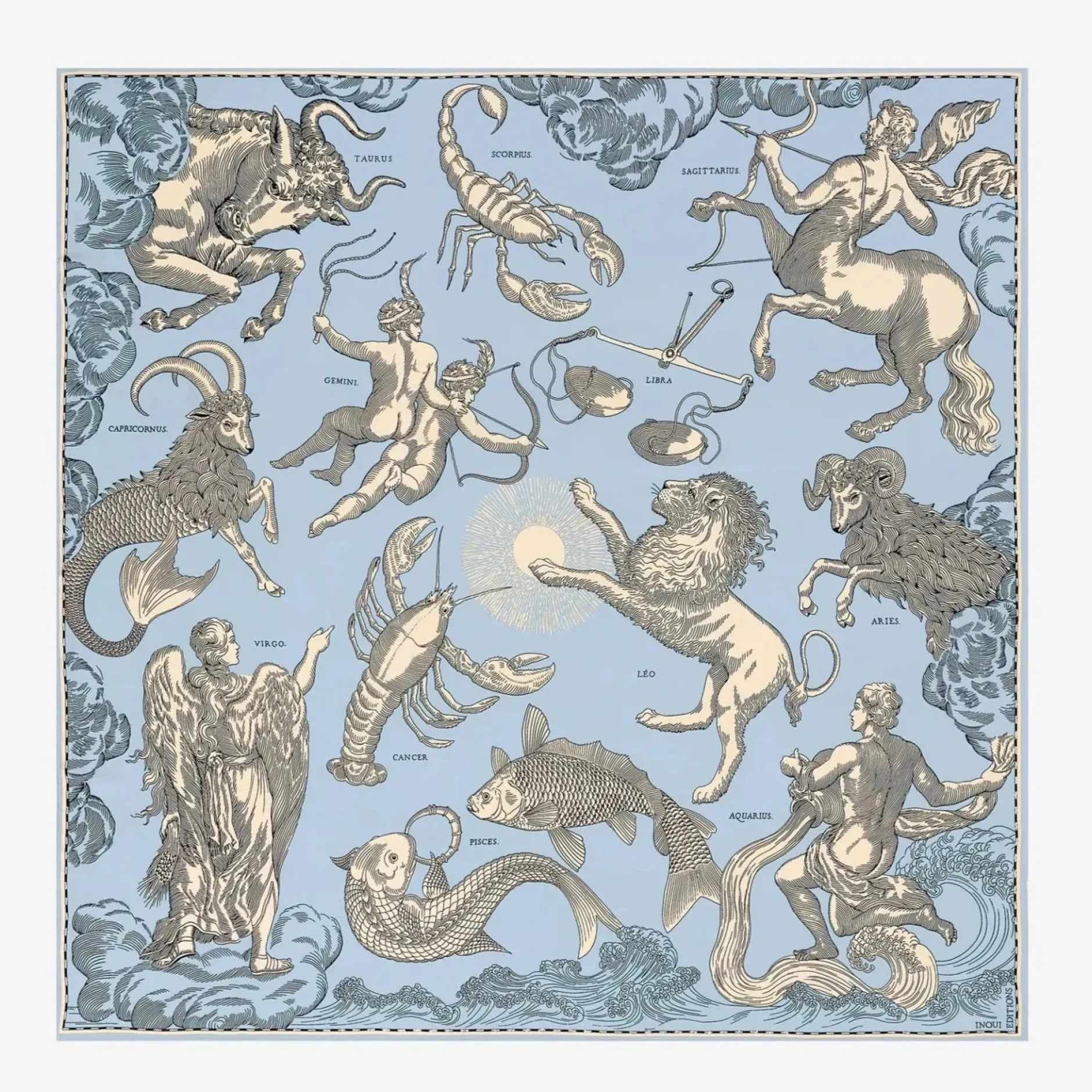 inoui_editions_square__as_0-6.webp Scarves | Inoui Editions Square 130 Astrologie Light Blue
