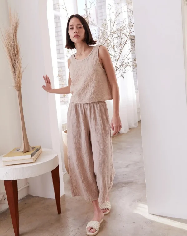 Pants | It is Well L.A. Easy Wide Gauze Pant Sand Beige
