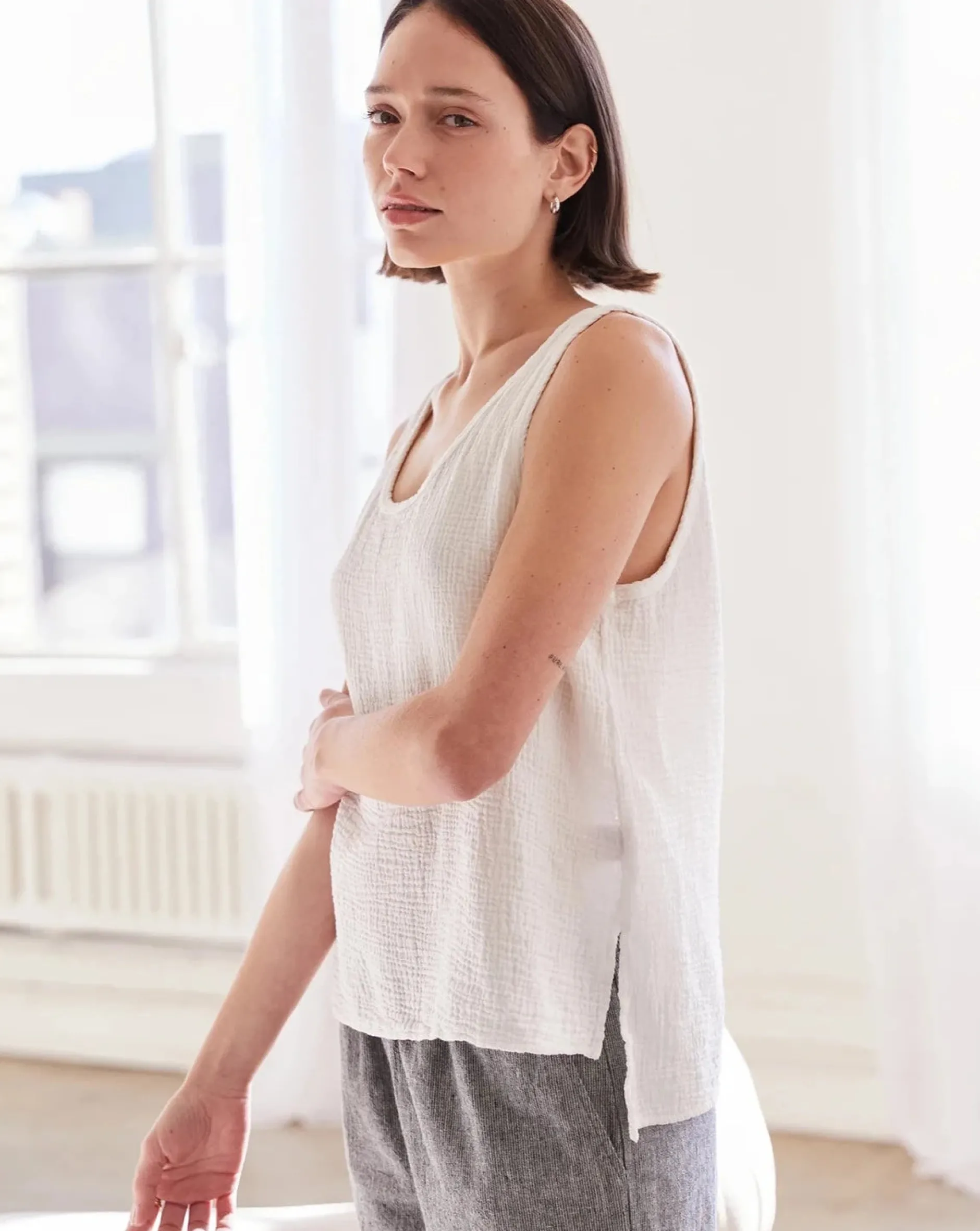 it_is_well_la_sleeveless__0-2.webp Shirts + Tops | It is Well L.A. Sleeveless Gauze Top Salt
