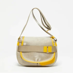Bags | Jack Gomme Paris Petit Gaby Linen Satchel Natural + Yellow