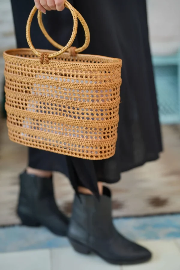 Bags | Thistle Hill Margot Round Handle Rattan Tote