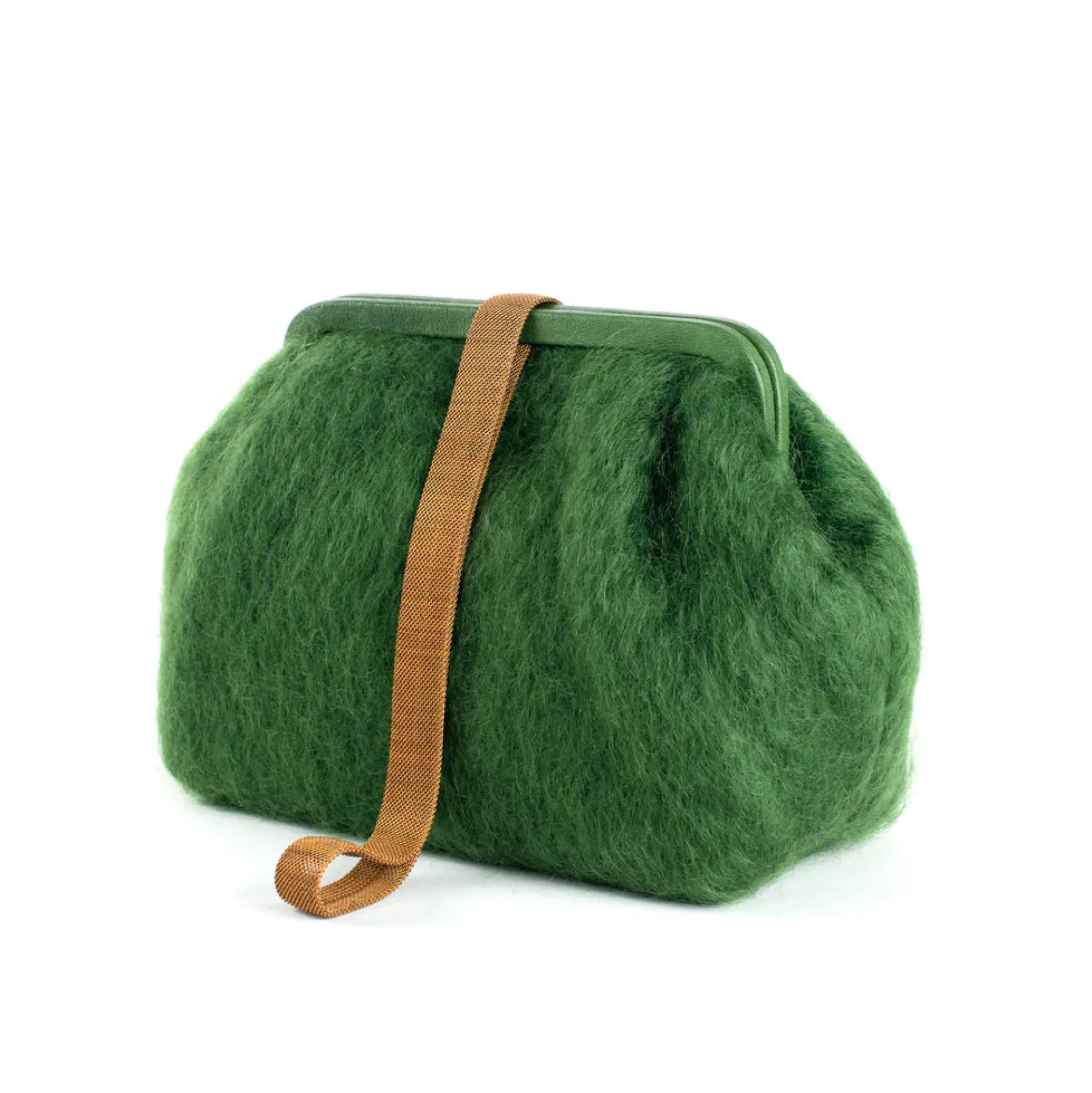 marian_paquette_susan_moh_0-5.webp Bags | Marian Paquette Susan Mohair Clutch with Vintage Chain Green